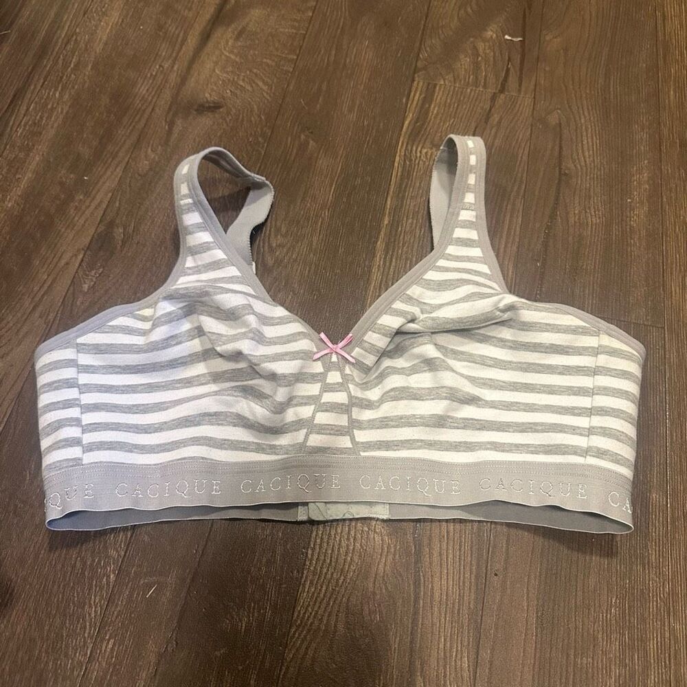Cacique jersey 40D cotton no wire gray striped bra